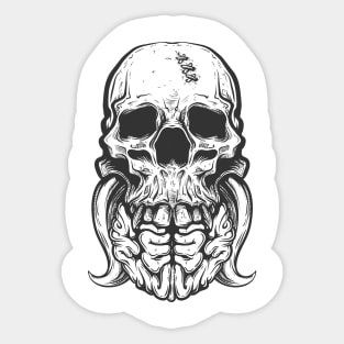 skull eating a brain Sticker